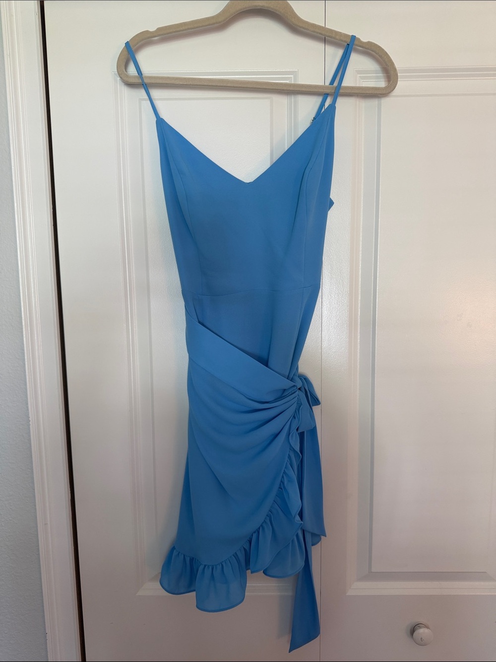 Lilly Pulitzer Sky Blue Spaghetti Strap Ruffle Tie Mini Dress